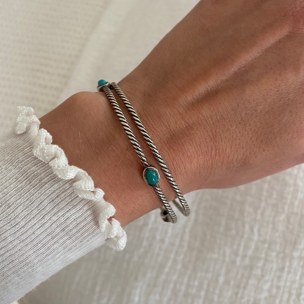 David Yurman Silver/turquoise bangle set